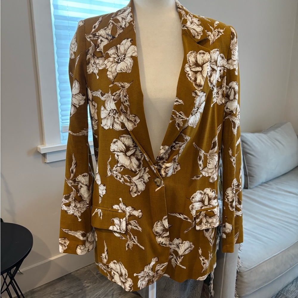 Zara Floral Mustard Blazer